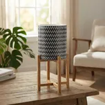 MONDEX AVA BLACK 20 cm Keramický květináč / Květináč na stojanu