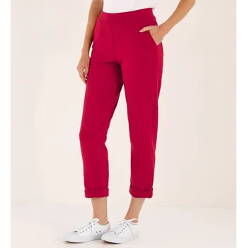 7/8 kalhoty s ohrnutím malinová 50