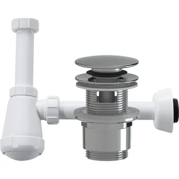 Sifon CERANO - Sifon umyvadlový - DN32-50/250 mm - bílá lesklá s výpustí click-clack s přepadem - plast - 35/50mm - chrom