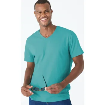 Pánské oblečení Tričko s výstřihem do V a krátkými rukávy bledě modrá 117/126