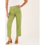 Rovné plátěné kalhoty ke kotníkům, s pružným pasem šedozelená 44