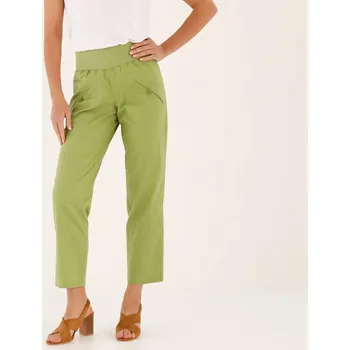 Dámská obuv Rovné plátěné kalhoty ke kotníkům, s pružným pasem šedozelená 44