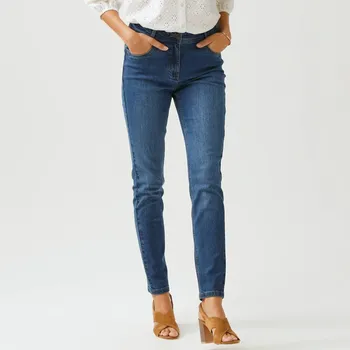 Dámské džíny Úzké džíny s vysokým pasem, malá výška postavy modrá 38