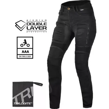 Moto kalhoty Dámské rifle Trilobite Parado doublelayer Aaa slim fit black level 2 (Prodloužené) - 34 / černá