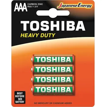 Článková baterie TOSHIBA HEAVY DUTY R03 AAA 1,5V zinkouhlíkové baterie Blister 4ks