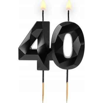 Dortová svíčka Narozeninová svíčka 40 ČERNÁ DIAMANT čtyřicet dekorace na dort T