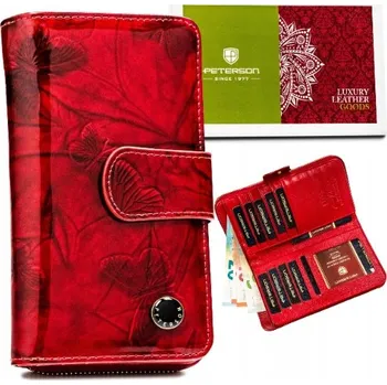 Peněženka Peterson peněženka z pravé kůže červená - dámská
