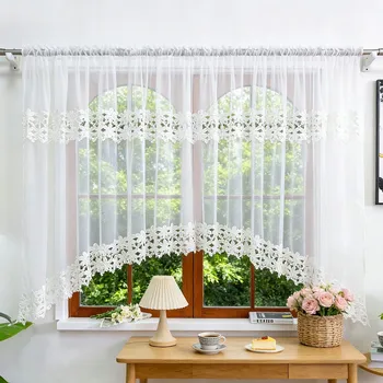 Obraz Hotová Záclona Etaminový oblouk GUIPURE Květiny 400x160