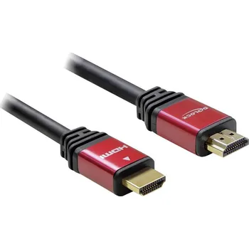 Audio kabel Delock HDMI kabel Zástrčka HDMI-A, Zástrčka HDMI-A 5.00 m červená/černá 84335 pozlacené kontakty, s feritovým jádrem HDMI kabel