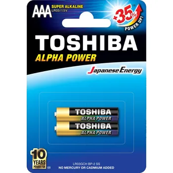 Článková baterie TOSHIBA ALPHA POWER LR03 AAA 1,5V Alkalické baterie Blister 2ks