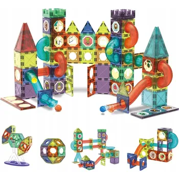 ostatní stavebnice KLOCKI MAGNETYCZNE STAVEBNICE SVÍTÍCÍ DRÁHA 3D MAGNETIC VZDĚLÁVACÍ 110 DÍLKŮ