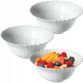 3x SALÁTOVÁ MÍSA SKLENĚNÁ MISKA NA SALÁT SVAČINA BÍLÁ 16 cm