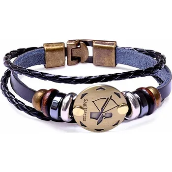 Náramek Náramek kožený pro znamení Střelec obvod cca 19,5 cm