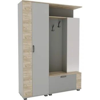 Předsíňová stěna MIRA předsíňová stěna se zrcadlem, Chincilla grey / Grey craft oak