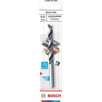 Vrták Bosch Vrták do kovu Metal HSS, 5,5 × 57 × 93 mm, stopka CYL Professional (2608577843)