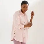 Mušelínová oversize košile s rozparky na knoflíky růžová pudrová 44