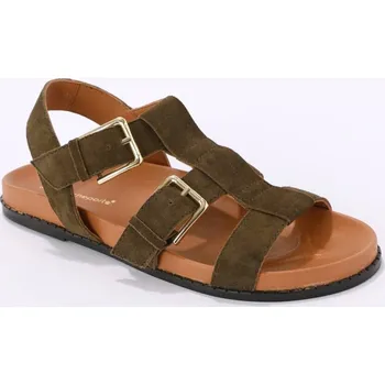 Dámské sandále Páskové sandály z kožené usně khaki 39