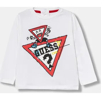 Dětská móda Dětské bavlněné tričko s dlouhým rukávem Guess I5YI00.K8HM4.9BYA bílá 00X, vel. 88-96