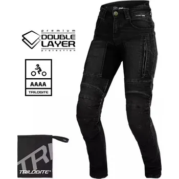 Dámské kalhoty Trilobite Parado doublelayer Aaaa slim fit jeans black level 2 (prodloužené) - 36 / černá