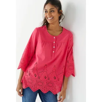 Dámská halenka Madeirová halenka s 3/4 rukávy malinová 42