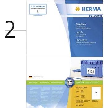 Kotouček do pokladny a tiskárny štítků Herma 4282 210 x 148 mm papír bílá 200 ks trvalé univerzální etikety inkoust, laser, kopie 100 listů A4