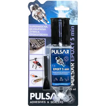 Průmyslové lepidlo Průhledné, silné dvousložkové lepidlo Pulsar Epoxy 5 minut 25 ml + podložka