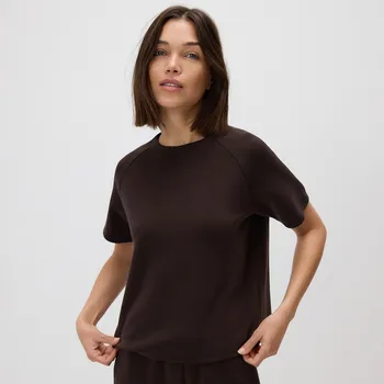 Dámské tričko Reserved - Tričko ze směsi modalu - tmavě hnědá - 565GA-89X - 565GA-89X-XXL