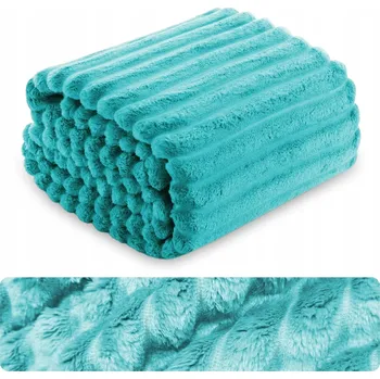 Přehoz na lůžko DEKA přehoz na postel s reliéfními pruhy přehoz na pohovku 200x220 TYRKYSOVÁ NUVIO