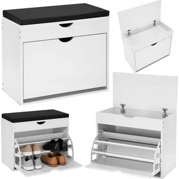 Botník Botník bílá s sedátkem, 1-dveřová výklopná do předsíně