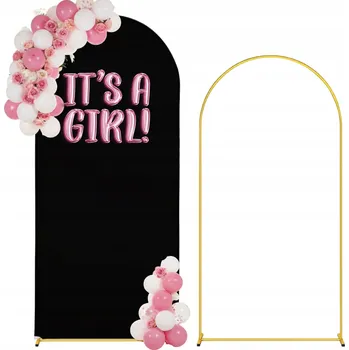 Balónek SADA STOJANŮ NA BALÓNKY RÁM 2M ZLATÝ + ČERNÝ POTAH BABY SHOWER POZADÍ
