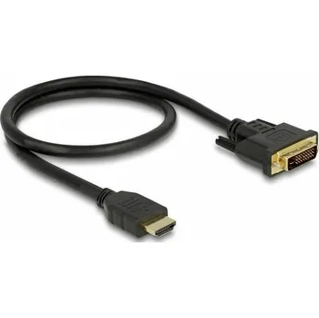 Video kabel Delock HDMI / DVI kabel Zástrčka HDMI-A, DVI-D 24 plus 1pol. Zástrčka 0.5 m černá 85651 třížilový stíněný, pozlacené kontakty HDMI kabel