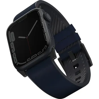 Mobilní telefon Řemínek Uniq Straden voděodolný kožený řemínek pro Apple Watch 45/44/42MM modrý