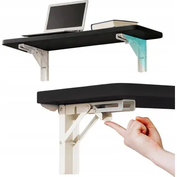 Konferenční stolek SKLÁDACÍ STOLEK NA ZEĎ S VÝKLOPNOU DESKOU DIKOM 60x20cm police ČERNÁ