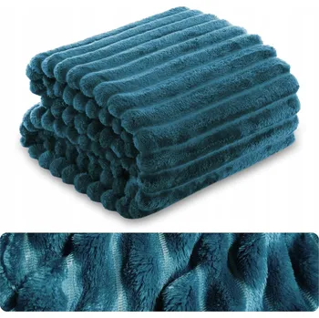 Přehoz na lůžko DEKA přehoz na postel s reliéfními pruhy přehoz na pohovku 200x220 MODRÁ NUVIO