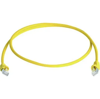 Datový kabel Telegärtner 100009130 RJ45 síťové kabely, propojovací kabely CAT 6A S/FTP 15.00 m žlutá samozhášecí, s ochranou, párové stínění, dvoužilový stíněný, bez