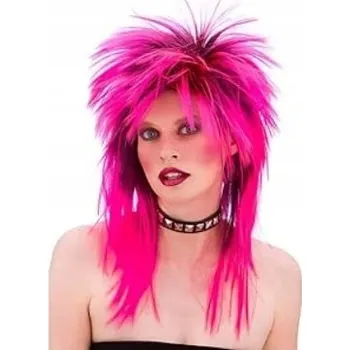 Paruka Dámská krátká rovná paruka Růžová barva Nastavitelná spona Umělé vlasy FS