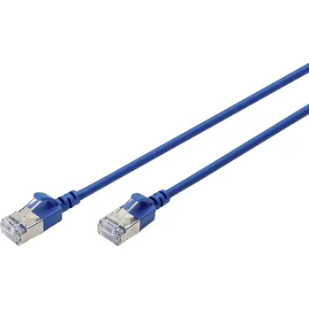 Datový kabel Digitus DK-1632-A-030S-B RJ45 síťové kabely, propojovací kabely CAT 6A F/FTP 3 m modrá barevně rozlišený, stíněný, točený drát, S průchodkou chránící proti