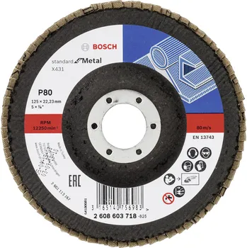Brusný kotouč Bosch Accessories 2608603718 X431 vějířovitý brusný kotouč Průměr 125 mm Ø otvoru 22.33 mm Zrnitost 80 ocel 1 ks