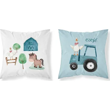 Povlak na polštářek Povlak na polštář 40x40 Veselá farma Ahoj Modrý Detexpol