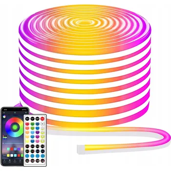LED páska 5m Hudební NEON FLEX LED RGB 24V IP65 Ovládání přes Bluetooth Aplikaci - NOVÉ