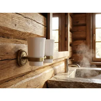 Sada koupelnových doplňků Kelímek dvojitý staromosaz 64003