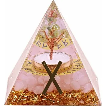 Orgonit pyramida s růženínem Runa Gebo 6 x 6 x 6,2 cm
