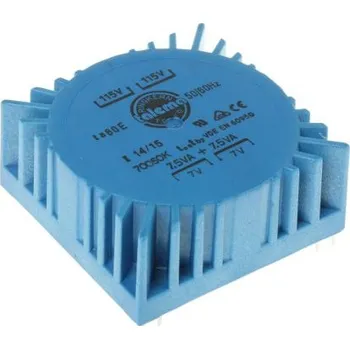 Transformátor Toroidní transformátor, počet výstupů: 2, sekundární napětí: 2 x 7V ac, Plošný spoj, Kolík, 60 x 60 x 26.3mm