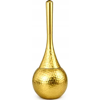 WC štětka Zlatá WC štětka s nádobou, designová do koupelny - tepaný vzhled