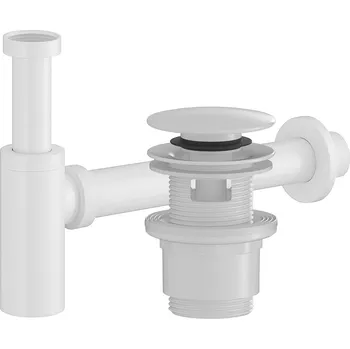 Sifon CERANO - Sifon umyvadlový - plast - DN40/300mm - s výpustí click-clack s přepadem - plast - 35/50mm - bílá lesklá