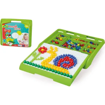 Dětská vědecká sada LENA Mozaika klobouček 1cm hladká 300ks + 1,5cm hladká 100ks v kufříku 30x26x4,5cm