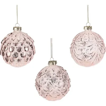 Vánoční ozdoba Vánoční kulatá ozdoba - sklo, mix 3 druhů, růžová, cena za 1 ks Barva: Růžová