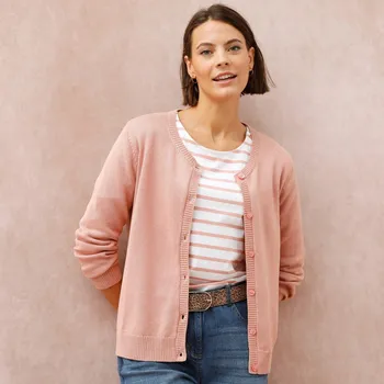 Dámský svetr Svetr na knoflíky šedorůžová 52