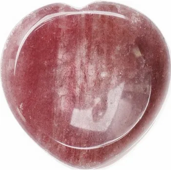 Masáž Křišťál jahodový masážní hmatka srdce cca 4 cm