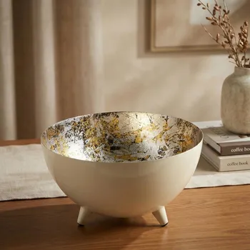 Kovová, ozdobná miska MONDEX ANISHA BEIGE XL BÉŽOVÁ 30,5&nbsp;cm